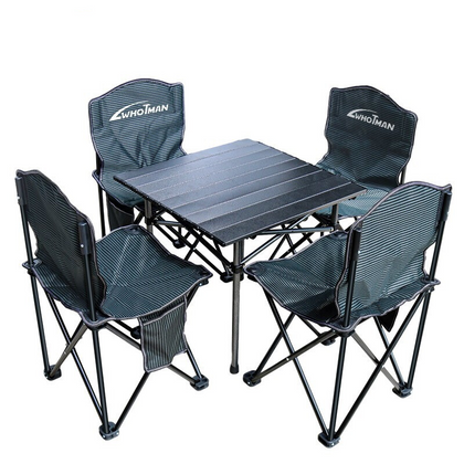 Складной стол и стул, уличный двор, балкон, уличный стол, портативный рекламный стол для барбекю и стул, комбинация из пяти предметов