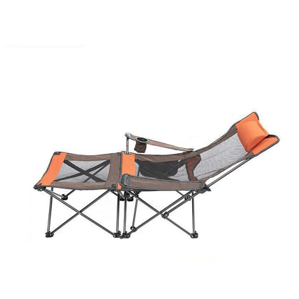 Складной стул на открытом воздухе Портативный стул с откидной спинкой для рыбалки Кровать для обеденного перерыва Табурет для кемпинга и отдыха Откидной пляжный стул Обновление - Интеграция настольного стула - Оранжевый