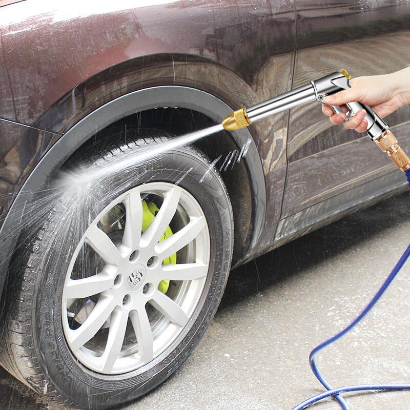 Car Washing Water Gun High Pressure Portable Vehicle Mounted Water Spray Gun With Telescopic Pressurized Water Pipe Hose Nozzle Set Household Garden Watering Artifact [double Pressurized Alloy Gun Body] 30m After Water Injection