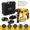 ECVV Rotary Hammer Brushless Cordless Hammer Drill Kit Heavy Duty SDS-Plus 20 Volt with 4 Operation Modes, Safety Clutch,Includes 2 x 4Ah Lithium-Ion Batteries 360°Rotating Auxiliary Handle for Concrete, Metal & Wood Drilling