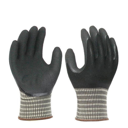 12 пар нитриловых полиуретановых черных защитных перчаток свободного размера с гуммированным покрытием, перчатки для охраны труда, дышащие строительные защитные перчатки