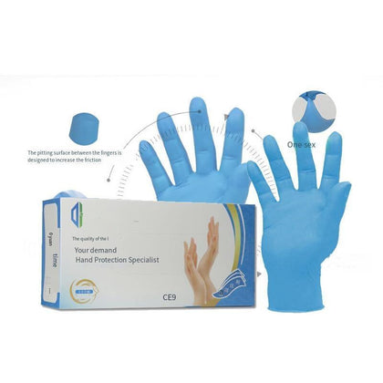 100 шт. одноразовые нитриловые перчатки пищевые промышленные рабочие перчатки защитные перчатки резиновые размеры L синие перчатки