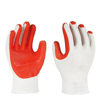 12 пар свободных размеров проклеенных красных защитных перчаток, пленочных перчаток, проклеенных перчаток с покрытием ладони, строительных защитных перчаток