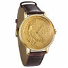 Мужские часы CHIYODA, швейцарские кварцевые наручные часы с кожаным ремешком, позолота 24 карата с резьбой в виде карты и узора орла