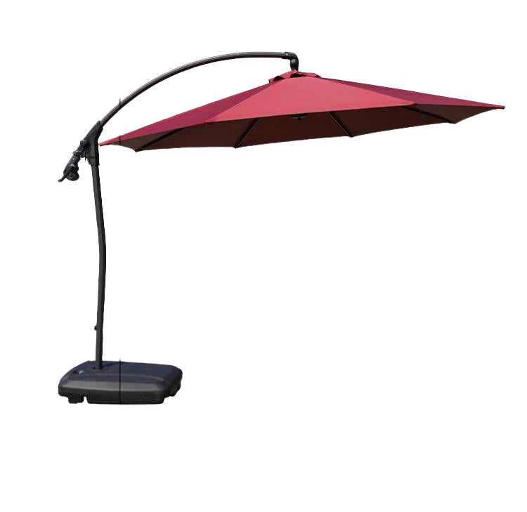 Outdoor Sunshade Umbrella Villa Garden Stall Sentry Box Sunscreen Folding Large Wine Red Extra Large 3m Hand Push Money [complimentary Water Injection Base]