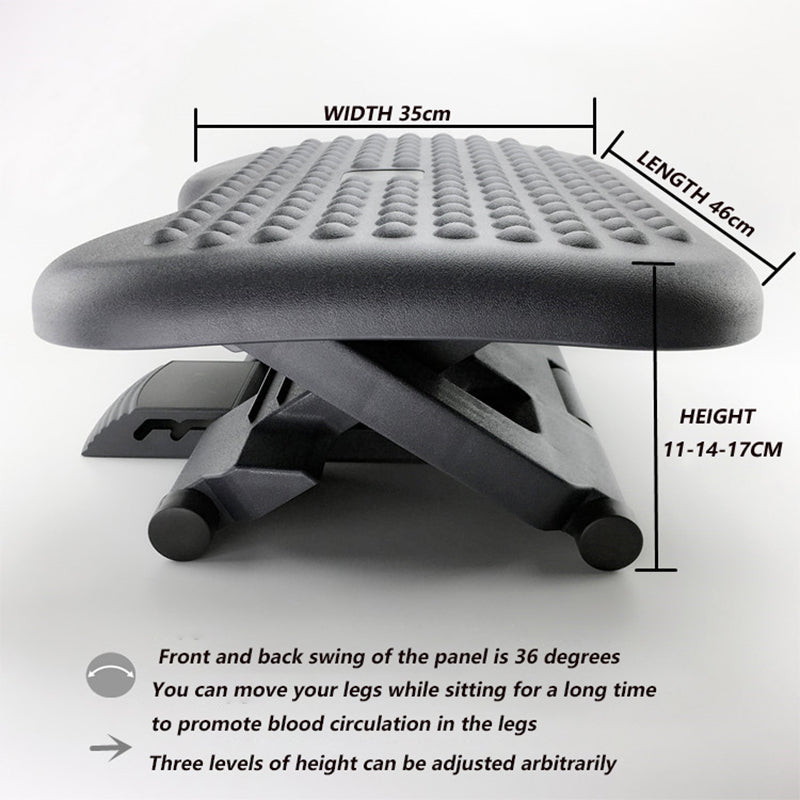 Foot Rest Under Desk Ergonomic Adjustable Height Foot Stool 36 Degree Tilt Angle Adjustment for Home, Office  Non-Skid Massage Surface Texture