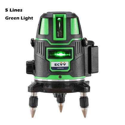 Лазерный уровень ECVV, 5 линий, зеленый свет, профессиональный измеритель крестовой маркировки, самовыравнивающийся горизонтальный вертикальный лазерный уровень 