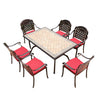 Outdoor Cast Aluminum Table And Chair Combination Garden Furniture Dining Table Five Piece Set Anti-corrosion Iron Inclined Grid 6 Chairs + 150 * 90cm Aluminum Clad Long Table