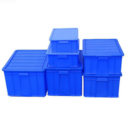 Оборотная коробка Утолщенная прямоугольная пластиковая рамка с крышкой Логистическая большая пластиковая коробка Черепаха Коробка для хранения рыбы Корзина ([с крышкой] 600*485*355 мм)