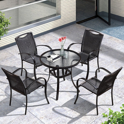 Комбинация стола и стула для отдыха на открытом воздухе Набор из пяти предметов Простой уличный чайный столик с сиденьем 4 стула + 1 стол