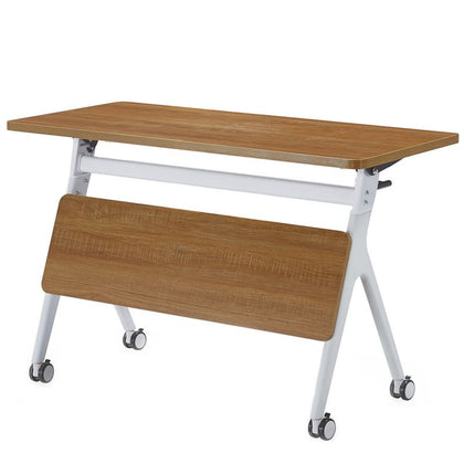 Учебный стол ECVV Flipper, складной стол Nesting с роликами для офиса, механизм переворота в одно касание и скромная панель, дерево, прямоугольная форма