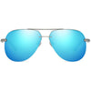 NALANDA Blue Polarized Aviator Sunglasses UV400 Mirrored Lens Metal Frame, Double Bridges Mens Womens Glasses For Outdoor Travel Driving Daily Use