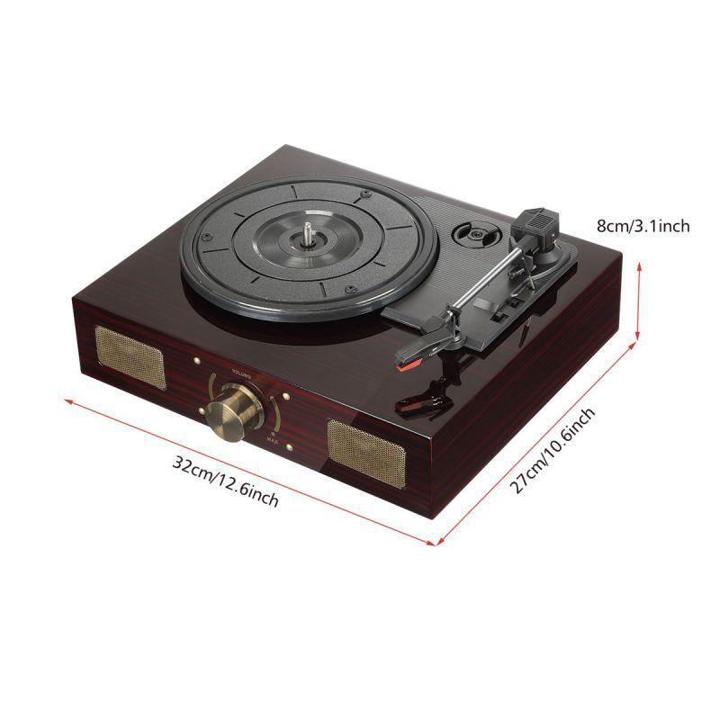 LuguLake Vinyl Record Player Turntable Vintage Phonograph with Retro Wooden Finish (Piano Baking Varnish)