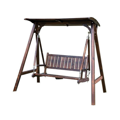 Антикоррозионное кресло-качалка из массива дерева, люлька для открытого двора, балкона, напольное кресло-качалка из массива дерева, двойное с верхним карбонизированным цветом
